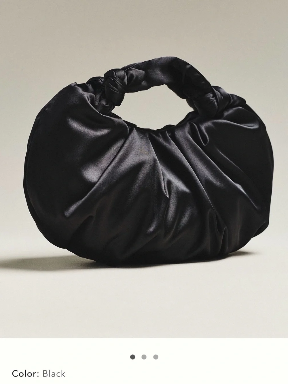 NWT new Anthropologie slouchy satin knotted bag Black teensy imperfection